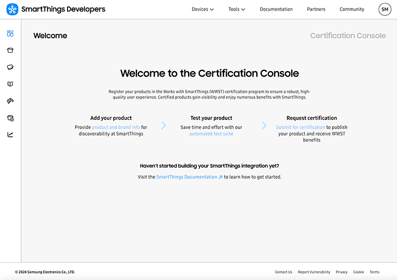 Console de certification SmartThings