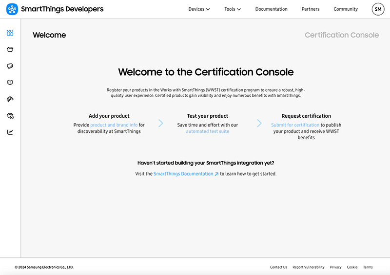 SmartThings Certification Console