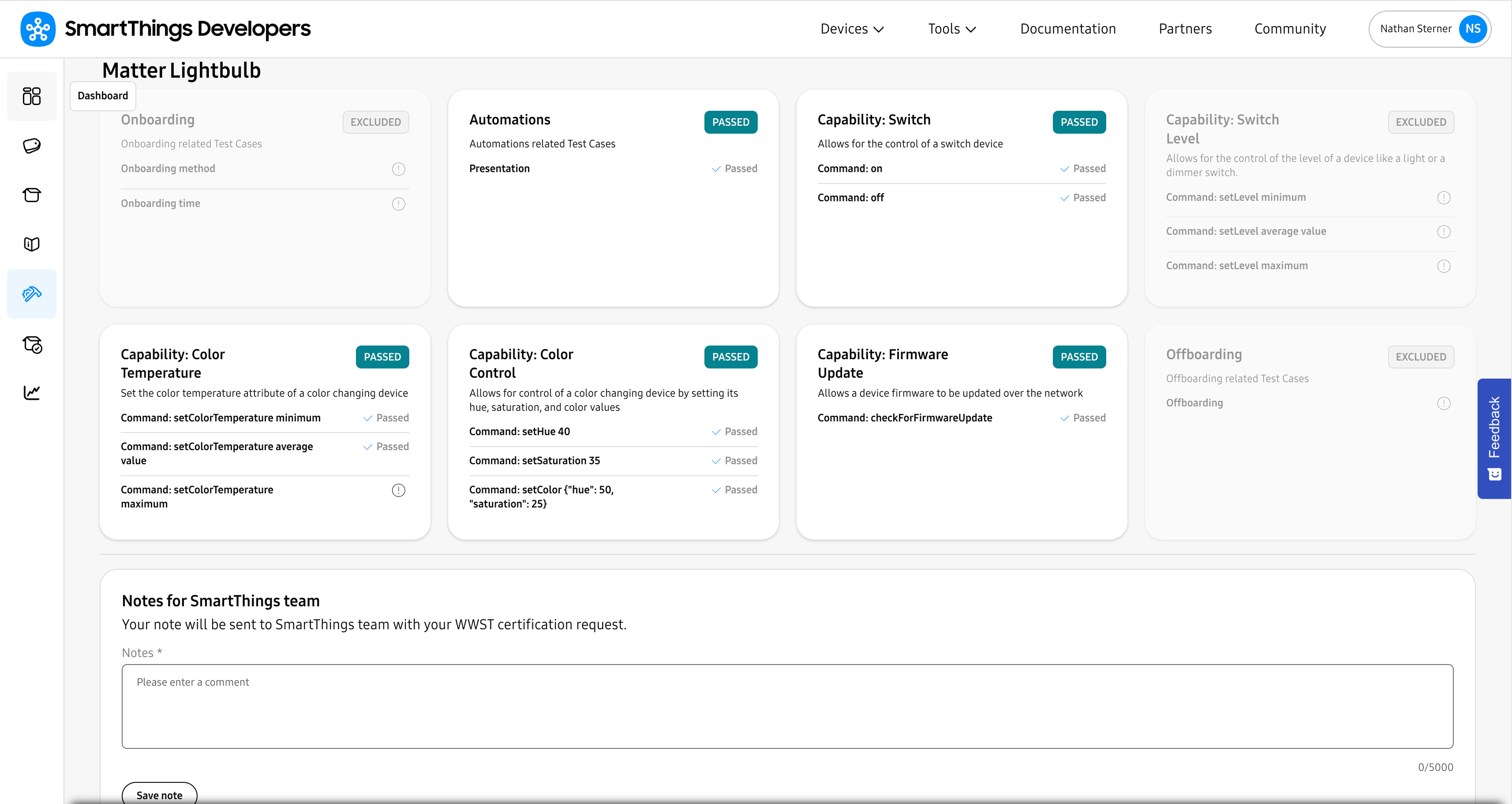 SmartThings Test Suite - Summary Details
