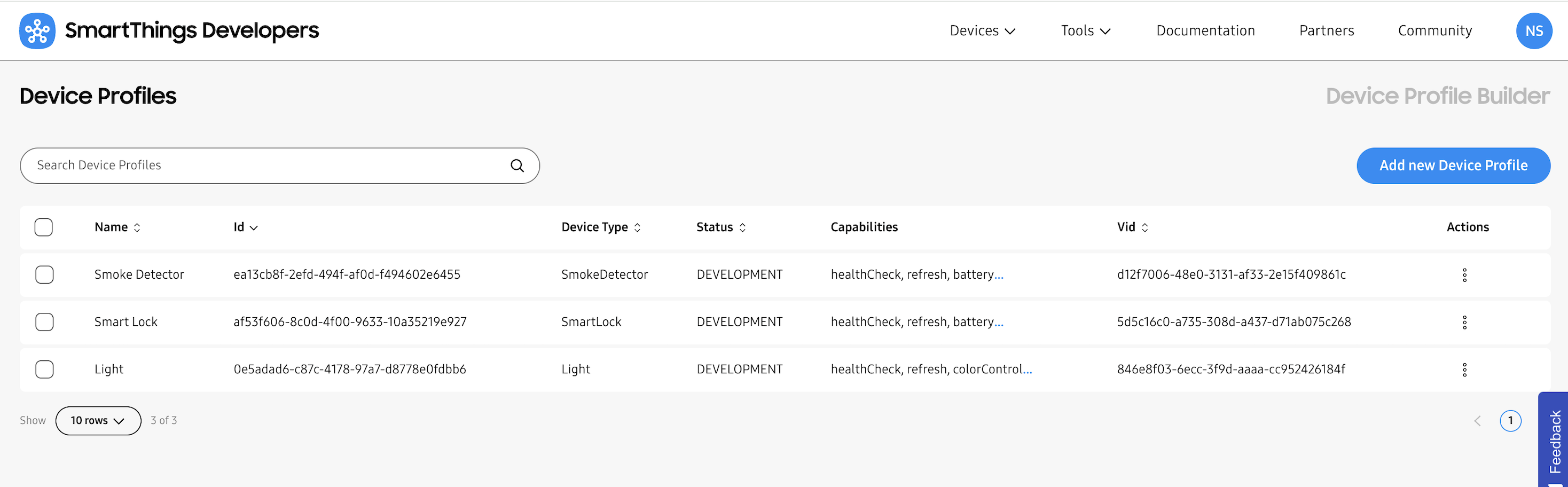 SmartThings Device Profiles